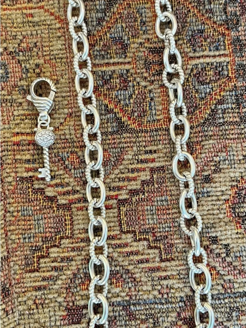 Judith Ripka 925 SS Link Chain and Heart Locket Charm - Picture 3 of 8